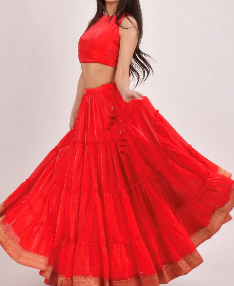 Raas Women's Tiered Shimmer Lehenga Choli
