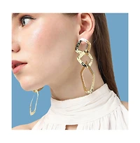 Sohi Women's White Link Drop Earrings