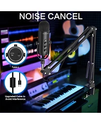ZealSound Gaming Microphone Kit, Usb Mic w/ Boom Arm, Supercardioid Mic, Mute Button, Echo & Volume Gain Knob, Monitor for Phone Computer (Black)