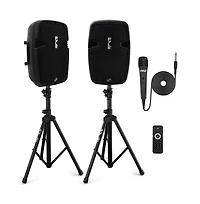 Pyle 350W Powered Bluetooth Pa Speaker Kit – Active & Passive Speakers, Mic, Stands, Remote, MP3/Usb/Sd/Aux Inputs – Plug & Play (PPHP84