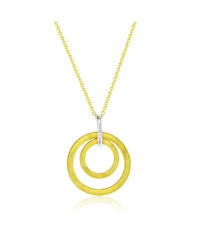 Suzy Levian Sterling Silver & Cubic Zirconia Coil Double Open Circle Pendant Necklace