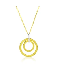 Suzy Levian Sterling Silver & Cubic Zirconia Coil Double Open Circle Pendant Necklace