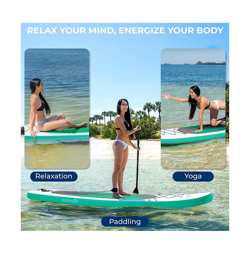 Free-Flow Welded Inflatable Stand-Up Paddle-Board with Double-Action Hand Pump, 3-Shaft Aluminum Paddle, Leash, Fin (Black)
