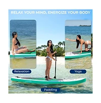 Free-Flow Welded Inflatable Stand-Up Paddle-Board with Double-Action Hand Pump, 3-Shaft Aluminum Paddle, Leash, Fin (Black)