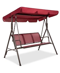 Best Choice Products 2-Seater Outdoor Adjustable Canopy Swing Glider Patio Bench w/ Textilene, Steel Frame