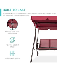 Best Choice Products 2-Seater Outdoor Adjustable Canopy Swing Glider Patio Bench w/ Textilene, Steel Frame