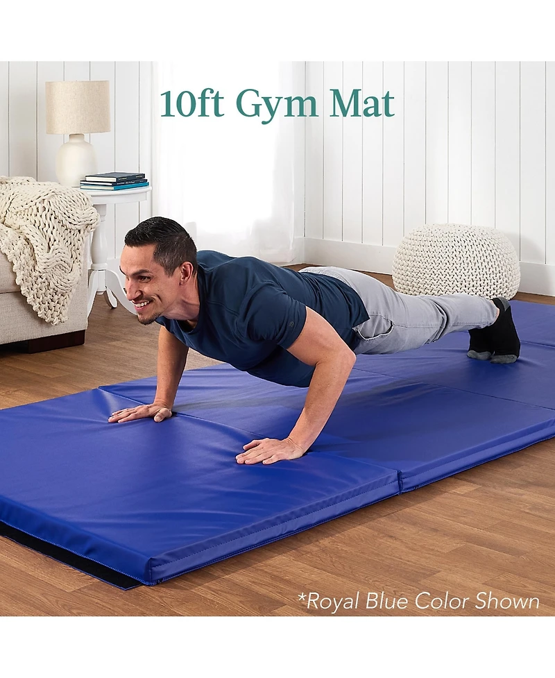 Best Choice Products 10ftx4ftx2in Folding Gym Mat 4-Panel w/ Carrying Handles & Balance Beam