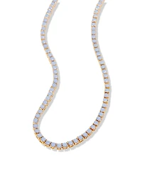 brook & york Gold Plated Isabella Opal Blue Tennis Necklace