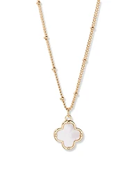 brook & york Gold Plated Chatham Clover Cultivated Pearl Short Pendant Necklace