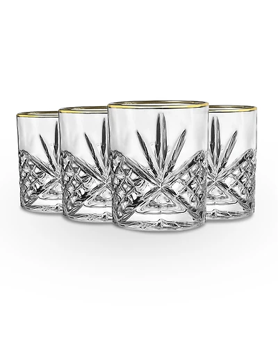 Godinger Dublin Gold Double Old Fashioned Glasses, Set of 4