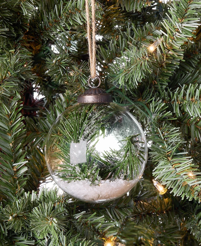 Holiday Lane Nordic Wonderland Glass Ball with Pine Ornament, Macy's Exclusive