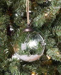 Holiday Lane Nordic Wonderland Glass Ball with Pine Ornament, Macy's Exclusive