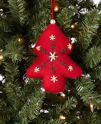Holiday Lane Nordic Wonderland Felted Red Tree Ornament, Macy's Exclusive