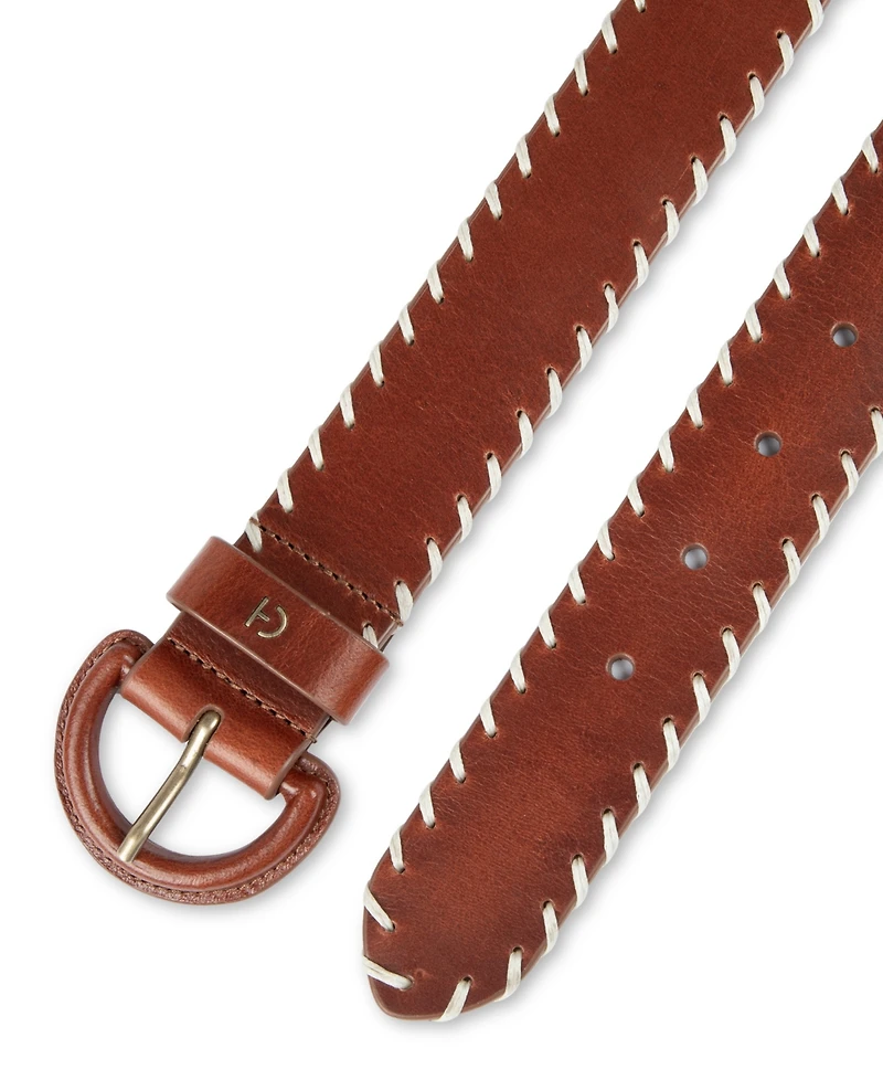 Cole Haan Women's Leather Covered Buckle Stitched Edge Belt