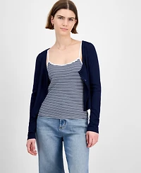 Hippie Rose Juniors' Waffle-Knit Tank Top & Cardigan Set