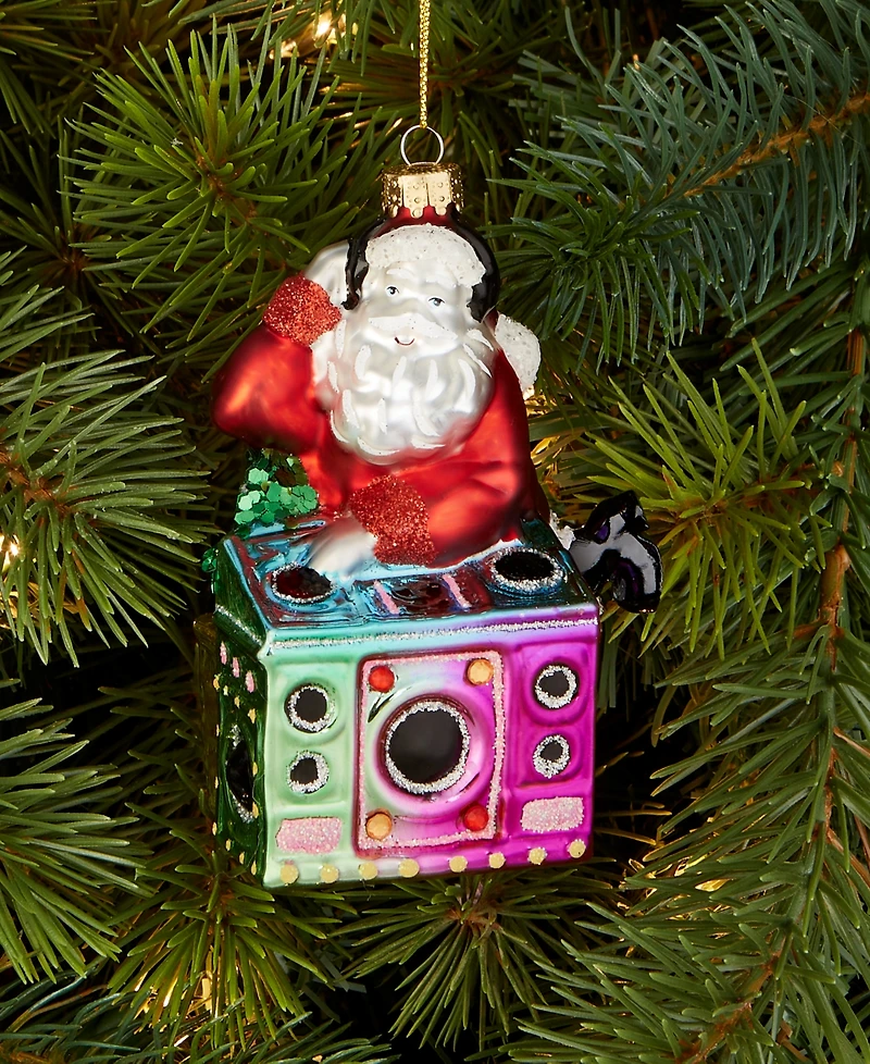Holiday Lane Merry Magic Glass Dj Santa Ornament, Macy's Ornament