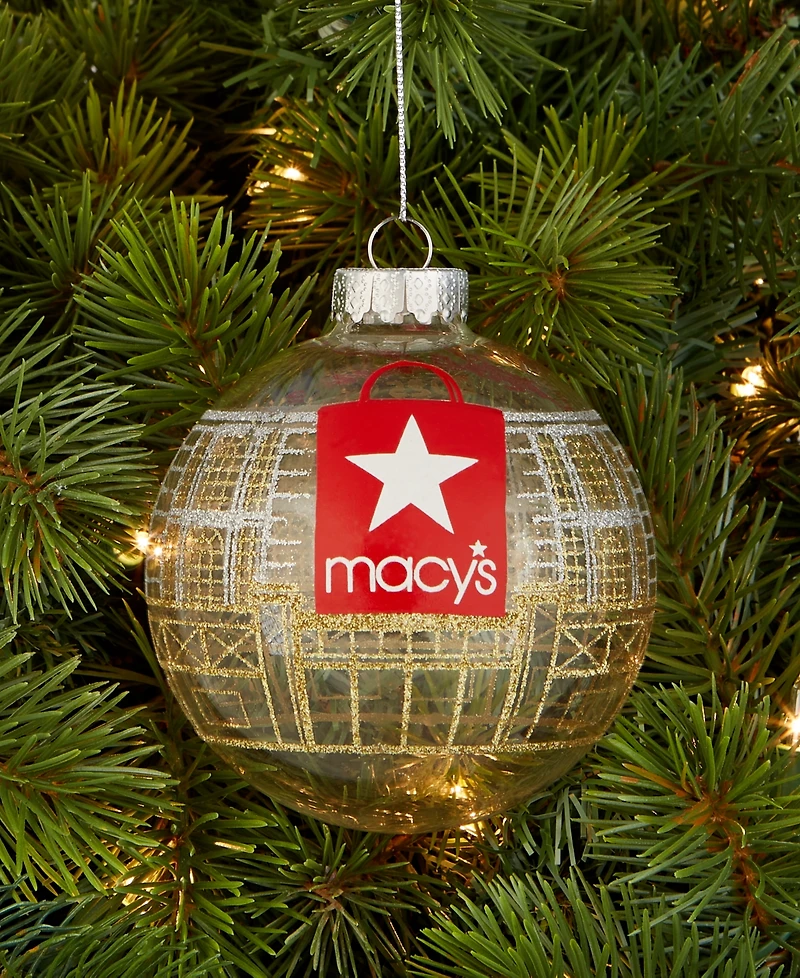 Holiday Lane Macy's Glass Glittered Ball Ornament, Macy's Exclusive