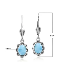 American West Jewelry Sterling Silver Larimar Concha Lever Back Dangle Earrings