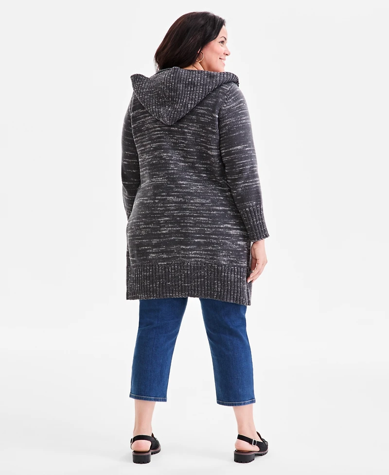 Style & Co Plus Hooded Open-Front Cardigan Sweater