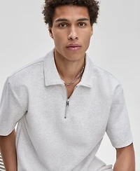 Mode of One Men's Relaxed-Fit Heathered Quarter-Zip Scuba Polo Shirt, Macy's Exclusive