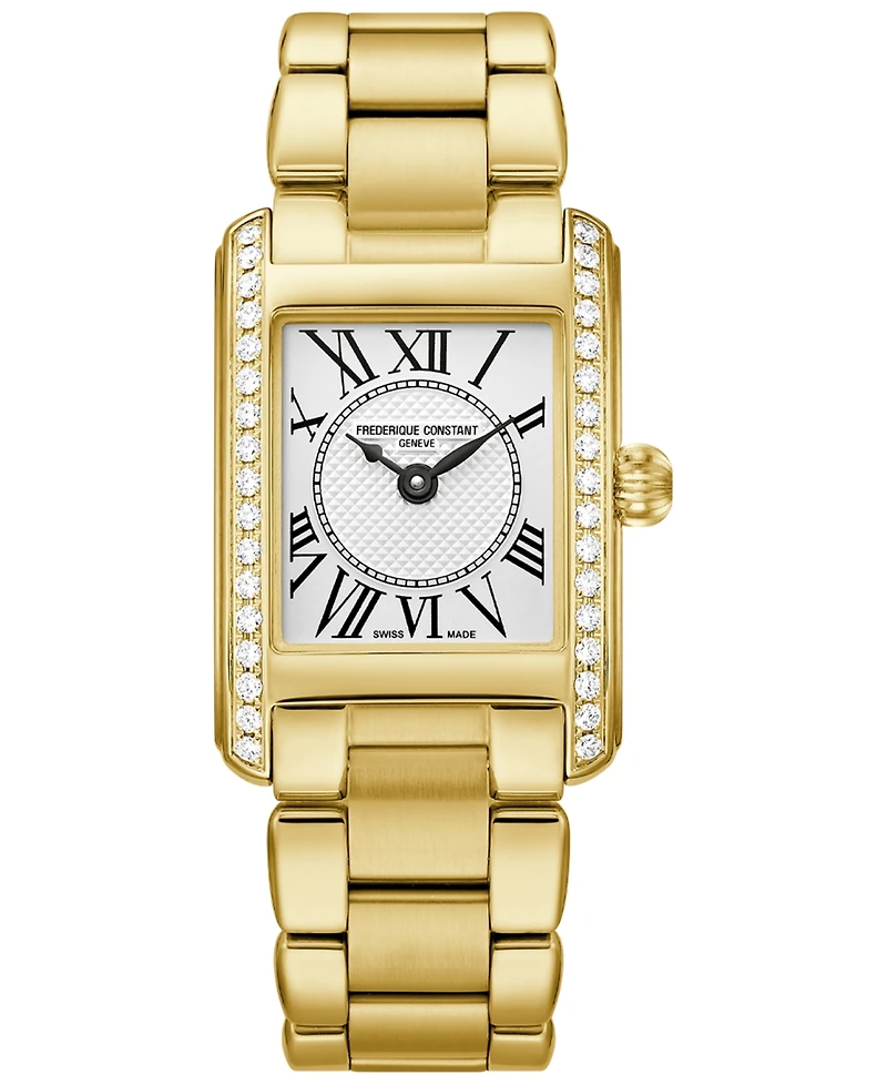 Frederique Constant Women's Swiss Carree Diamond (3/8 ct. t.w.) Gold-Tone Stainless Steel Bracelet Watch 23mm