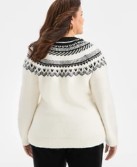 Style & Co Plus Size Fair Isle Crewneck Pullover Sweater, Macy's Exclusive