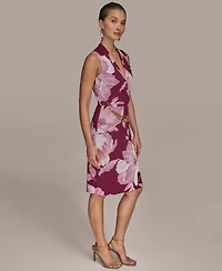 Donna Karan New York Women's Jersey Printed Chain-Belt Sheath Dress