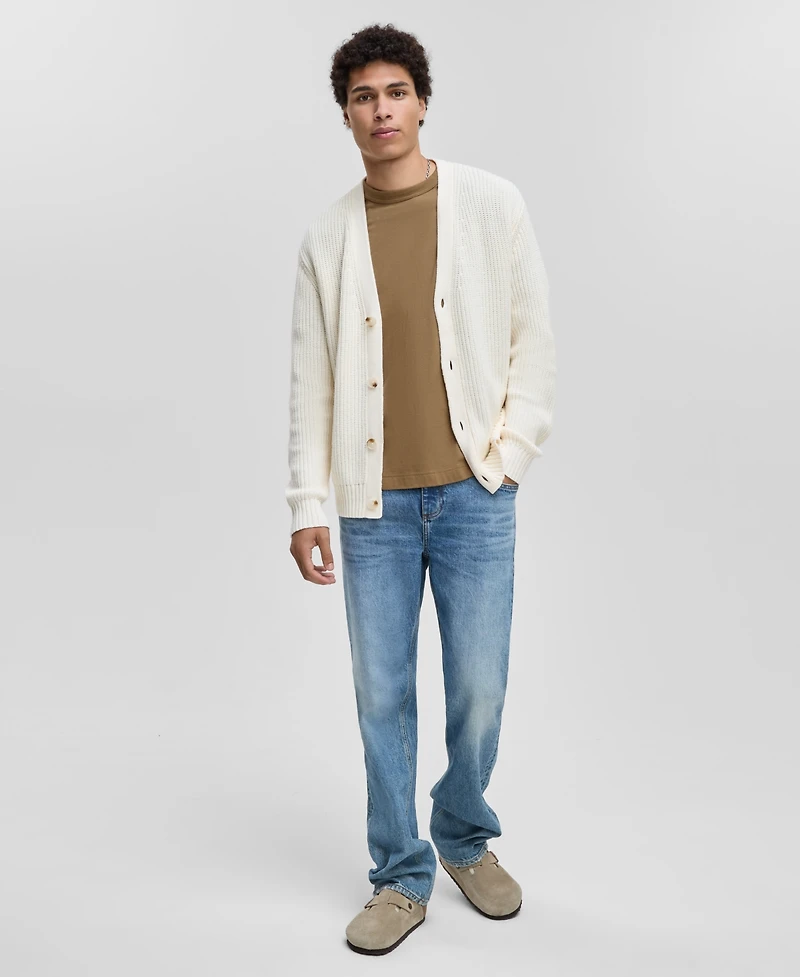 Mode of One Men's Shaker-Stitch V-Neck Cardigan, Macy's Exclusive