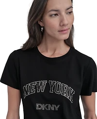 Dkny Jeans Women's New York Rhinestone Logo T-Shirt