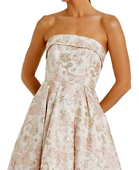 Mac Duggal Women's Strapless Floral Brocade A Line Midi Dress
