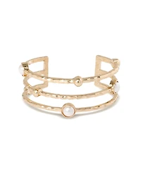 Bcbg Hammered Gold-Tone Pearl Cuff Bracelet