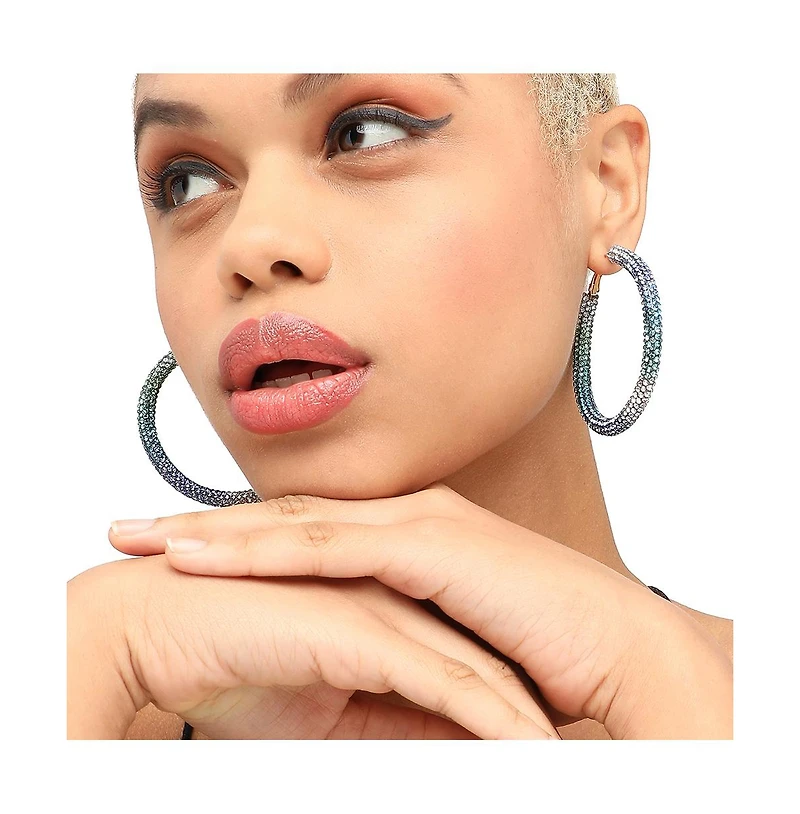 Sohi Women's Crystal Hoop Earrings
