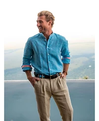 Koy Clothing Men's Linen Grandfather Collar Shirt