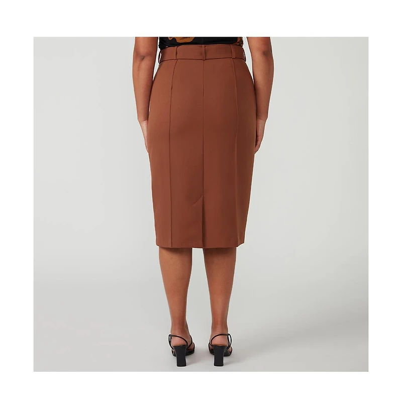 Estelle Sunburst Belted Pencil Skirt