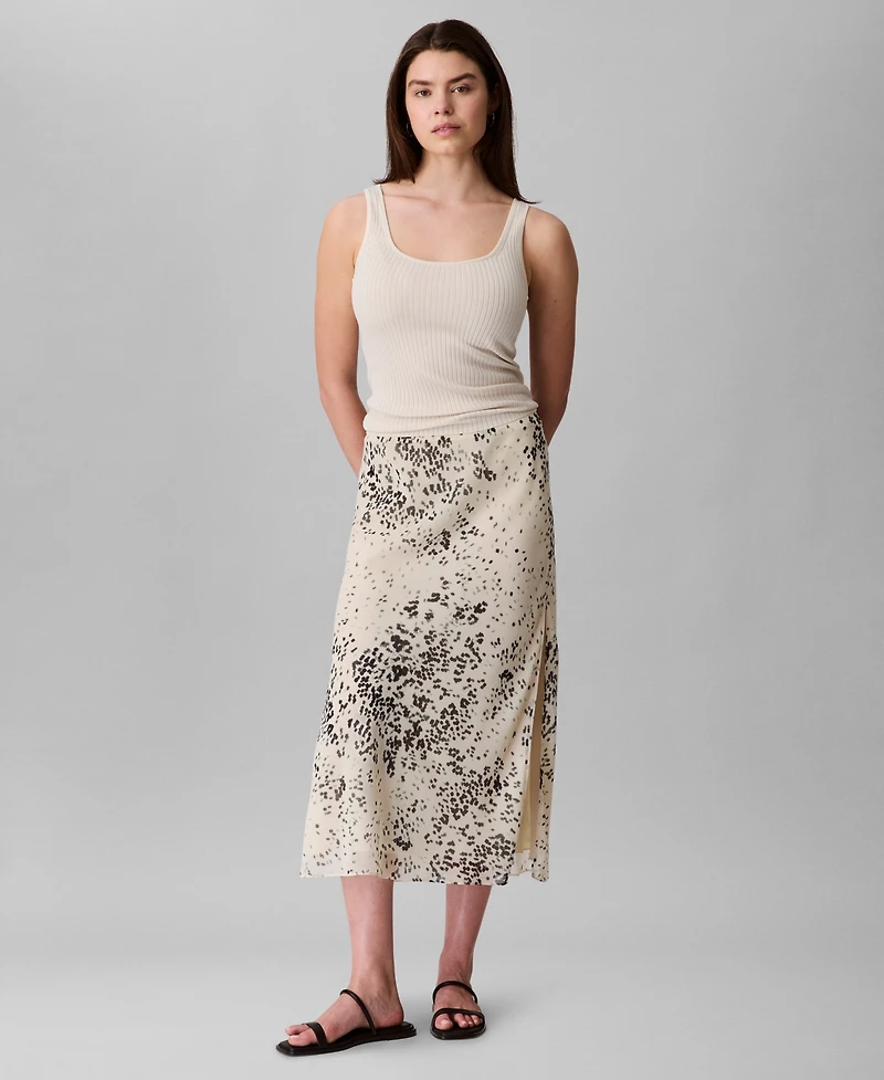 Calvin Klein Women's Printed Chiffon Midi Slip Skirt