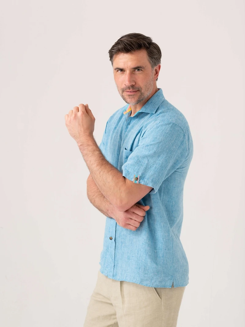 Koy Clothing Men's Regular Fit Short Sleeve Linen Shirt