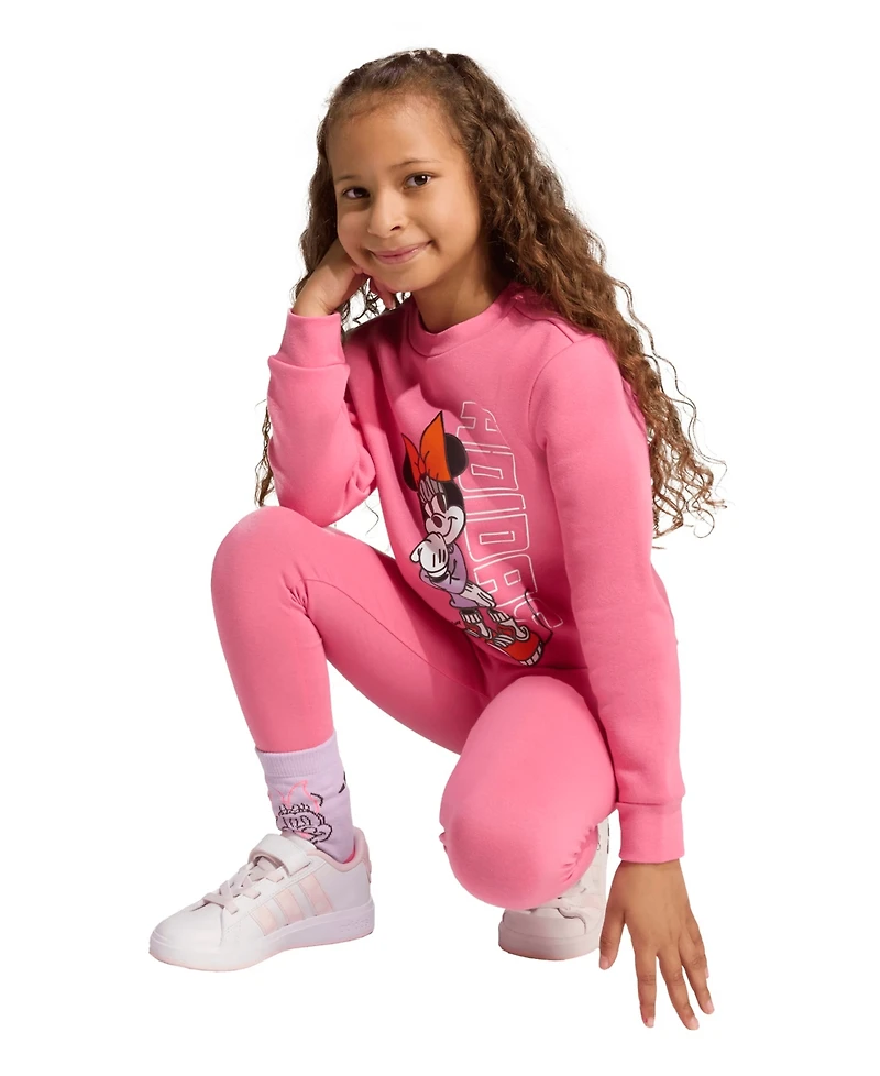 adidas Big Girls 2-Piece Disney Minnie Mouse T-Shirt and Joggers Set