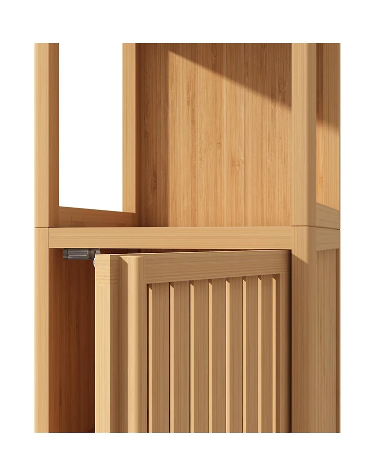 Casainc Large Capacity Multifunctional Bamboo Storage Cabinet, Stylish Furniture for Bathroom & Living Room Storage