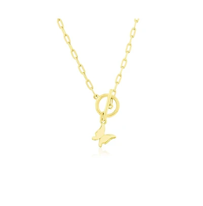 Simona Sterling Silver Butterfly Charm Paperclip Toggle Necklace