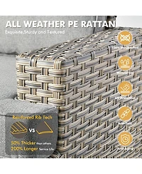 Xizzi 10 Pieces Outdoor Patio Furniture Set,Rattan Sectional Sofa Couch,Outside Coversation Set with Swivel Chairs,54" Fire Pit and Solar Coffee Table
