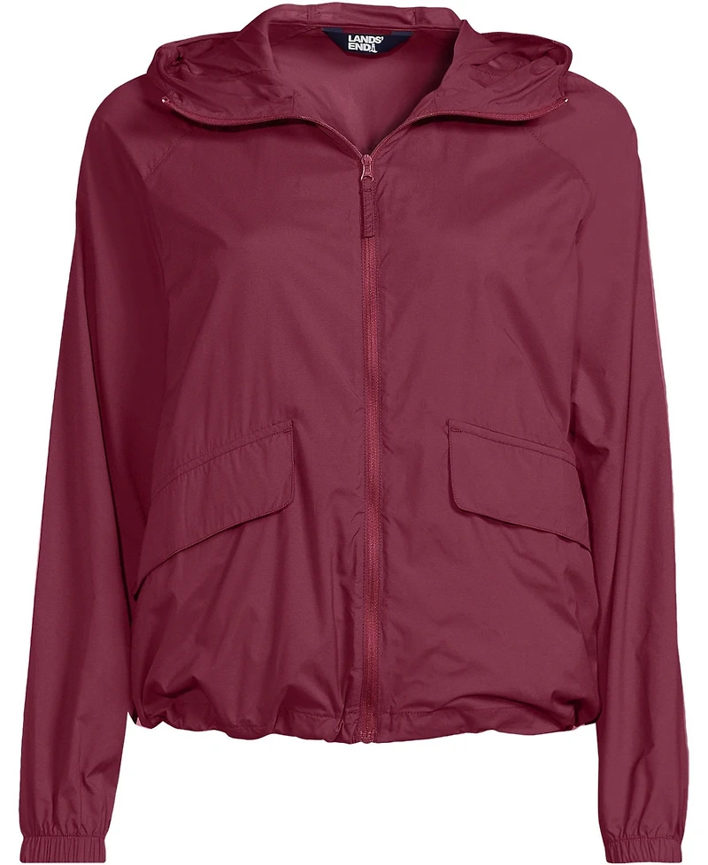 Lands' End Women's Upf Packable Hooded Windbreaker Jacket