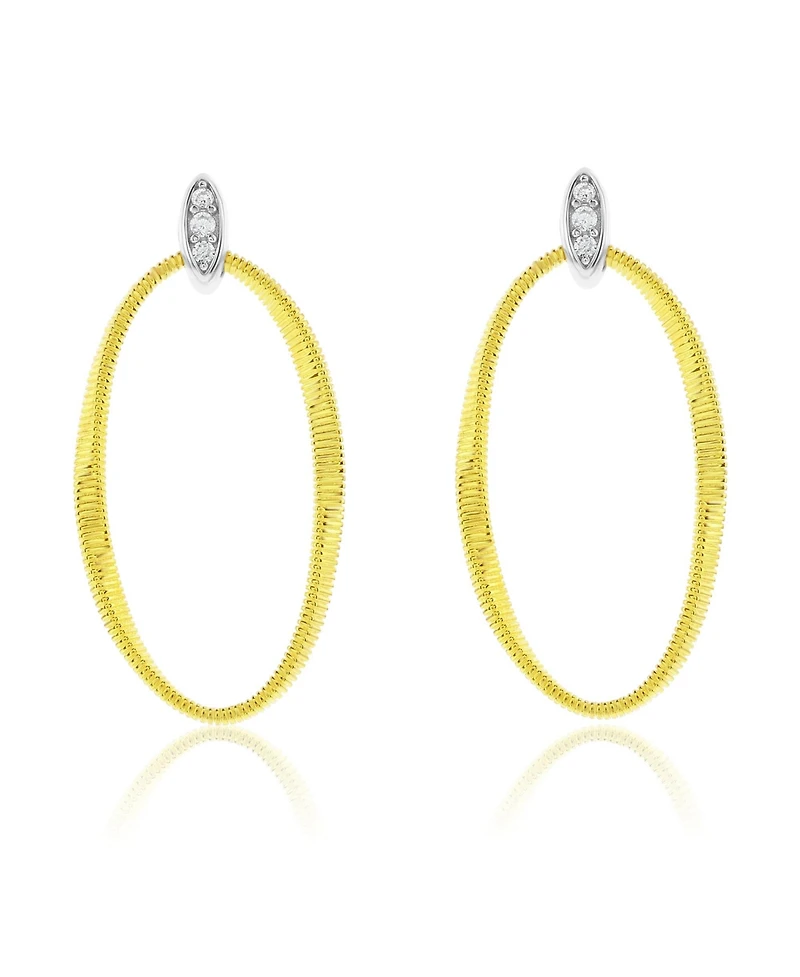Suzy Levian Golden Helix Sterling Silver & Cubic Zirconia Oval Drop Earrings