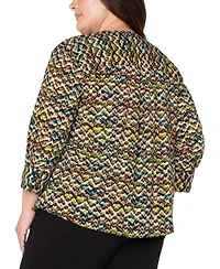 Liverpool Los Angeles Trendy Plus Printed 3/4-Sleeve Top