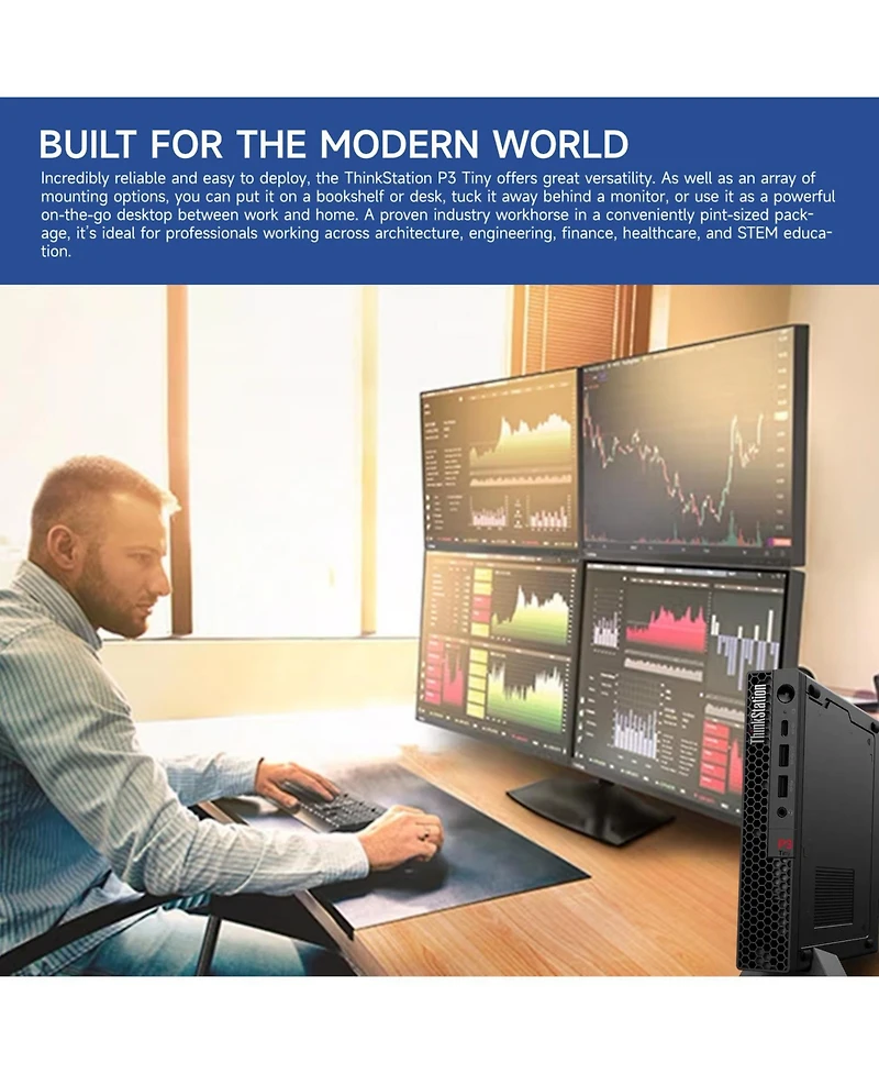 Lenovo ThinkStation P3 Business Workstation Desktop Intel Core i7 14700 16GB Ram Nvidia Quadro T400 512GB Ssd Storage Windows 11 Pro - Black
