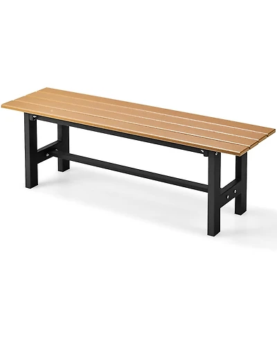 Gymax Outdoor Hdpe Bench w/ Metal Frame 47'' x 14'' 16'' for Yard Garden