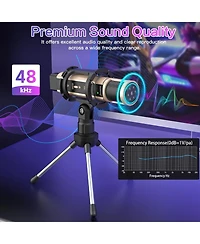 ZealSound Usb & 3.5mm Microphone with Type-c Adapter, Echo Volume, Tripod Stand, Pop Filter for Asmr, Video Recording, Streaming, Discord