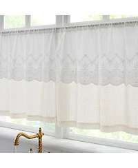 Lush Decor Brigitte Embroidery Eyelet Scalloped Edge Kitchen Tiers Neutral Pair 29x24
