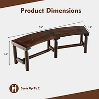 Gymax Curved Bench Carbonized Wood Dining Bench for Round Table 710 Lbs Max Load Patio