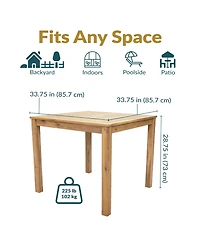 Sunnydaze Decor Rodanthe Acacia Wood Outdoor Dining Table with Natural Oil Finish - 33.75" W