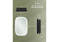 Songmics Home Wall-Mounted Bathroom Cabinet with Lighted Mirror and Charge Station, Black